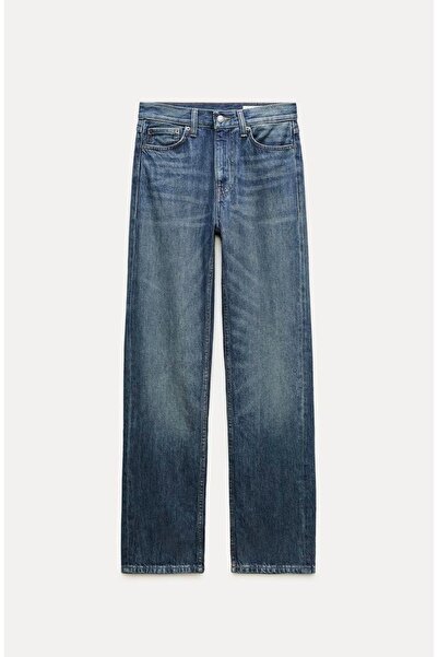 Butik ALLBUCKS ZR ZA RAWomen سروال جينز متوسط ​​الخصر بقصة مستقيمة ABZRA0056