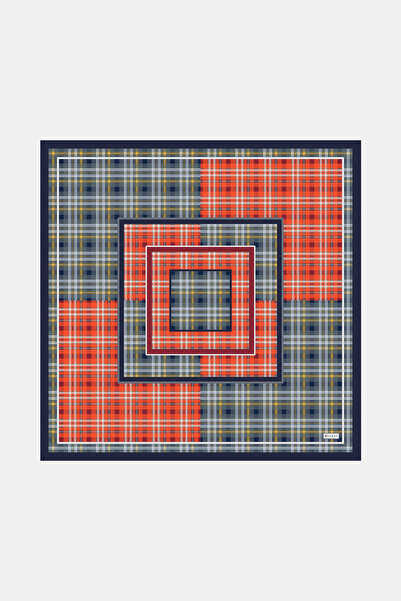 Vakko LACİVERT GEOMETRİK DESENLİ TWILL BANDANA