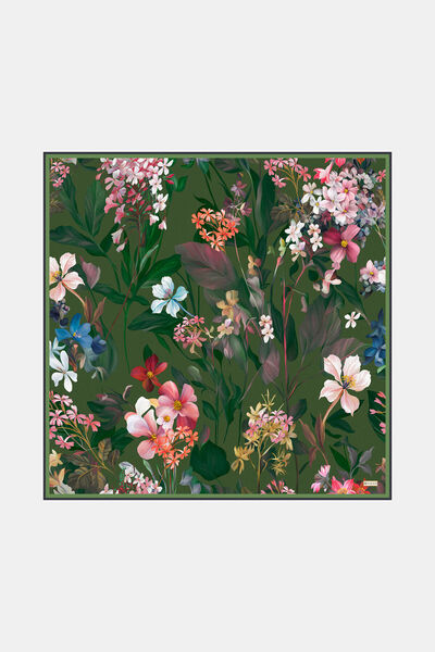 Vakko YEŞİL ÇİÇEK DESENLİ TWILL EŞARP