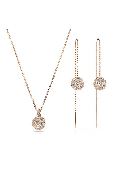 Swarovski Miteora Rosé Goldfarbene Kette Und Ohrhänger Set 5683451