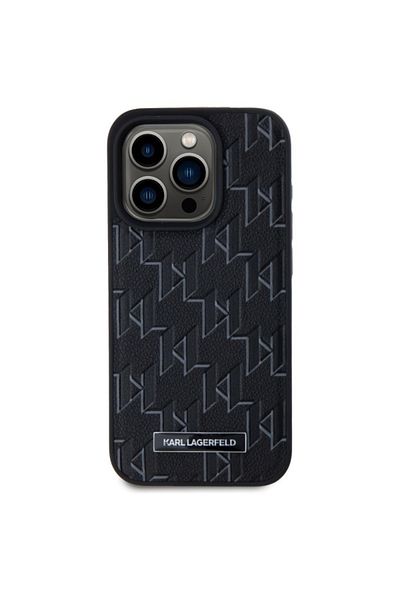 Karl Lagerfeld Husă pentru iPhone 15 Pro din piele Magsafe - Albastru închis