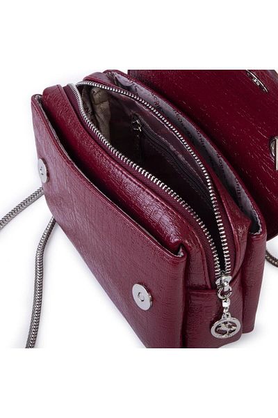 Nas Bag حقيبة كتف وحقيبة كروس نسائية صغيرة باللون الأحمر الداكن (19x10 سم)