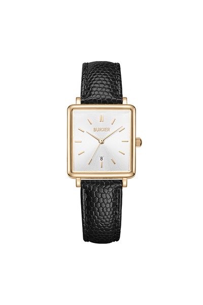 Burker Damenuhr Daisy Gold Schwarz Leder