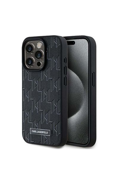 Karl Lagerfeld Husă pentru iPhone 15 Pro Max din piele Magsafe - Albastru închis