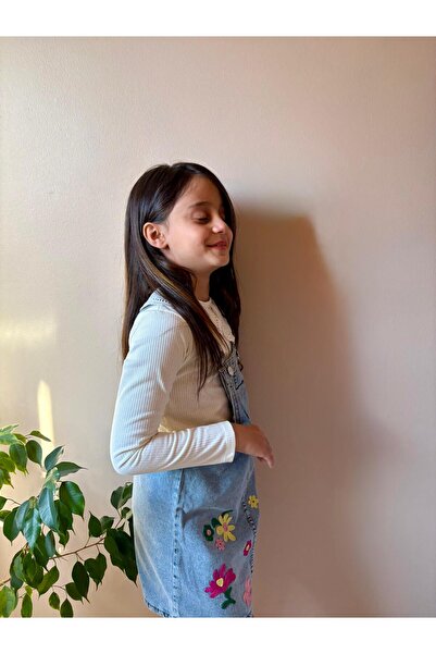 chacharon KIZ ÇOCUK KOT ÇİÇEK NAKIŞLI JİLE ELBİSE