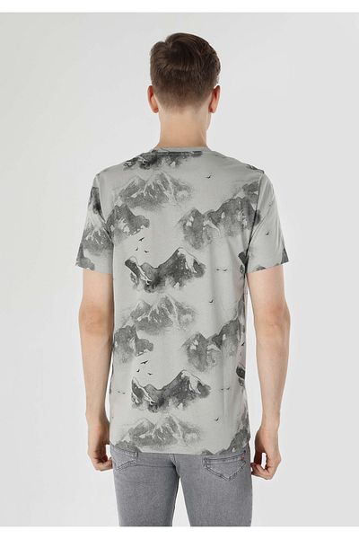 Colin's Regular Fit Round Neck Printed Men's Gray Short Sleeve T-Shirt