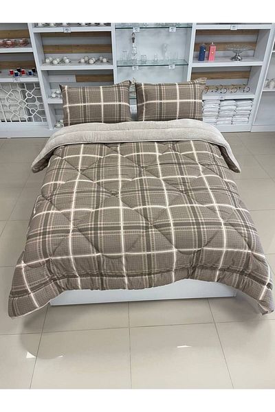 argehome Double Double Sided Luxury Welsoft Elite Quilt Soft Fleece Quilt and Pillow Case Sapphire Beige