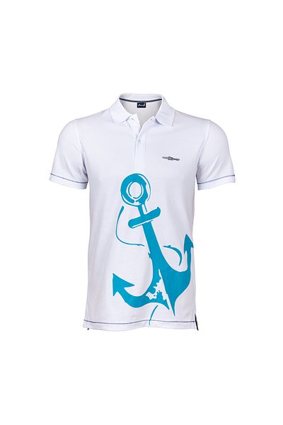 ANEMOSS Anchor White Men's Polo Neck T-shirt