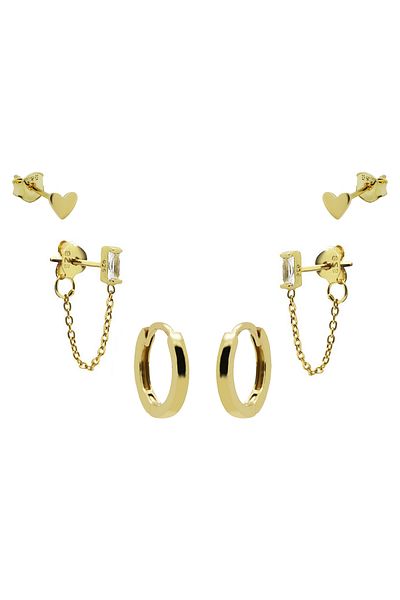100de100Gübre Karma 925 Sterling Silberen Goldfarbene The Fave Earparty Epv10gp