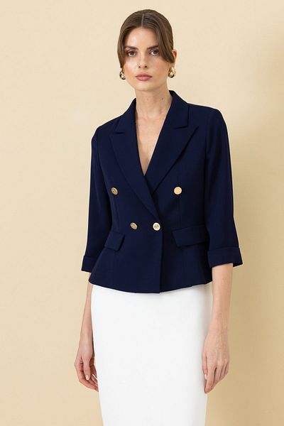 Ekol Double Breasted Collar Double Sleeve Jacket