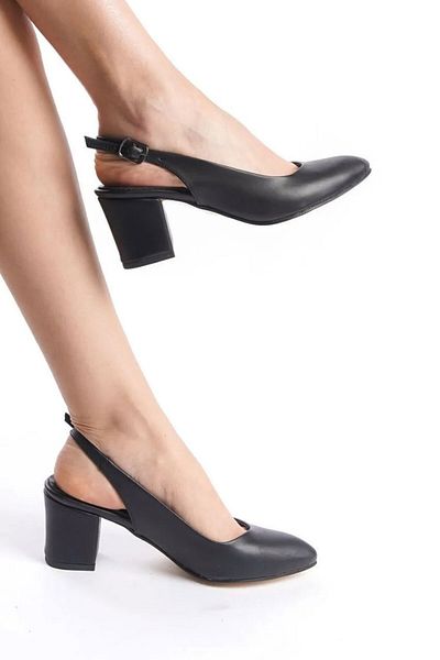 ARTSHOES Women's Daily Classic Heeled Open Back Buckle 6 cm Thick Heel Shoes 4010-119-0001