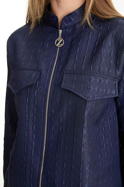 Zühre Patterned Zipper Closure Navy Blue Sports Jacket C-0135