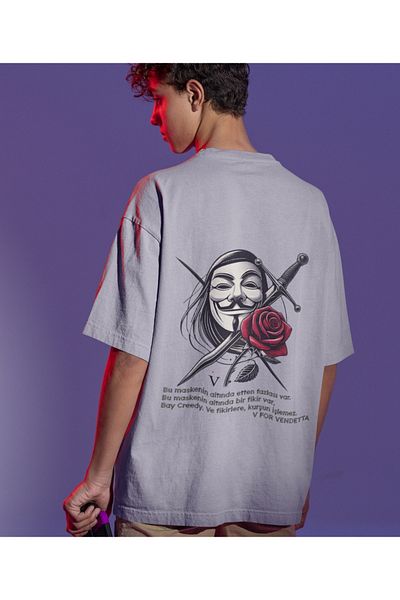 Terziligiyin V for Vendetta Printed Oversized Men's T-Shirt