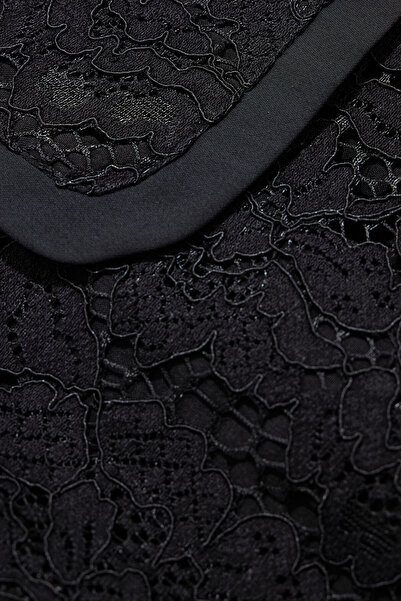 W Collection SİYAH MİNİ DANTELLİ FERMUARLI ETEK