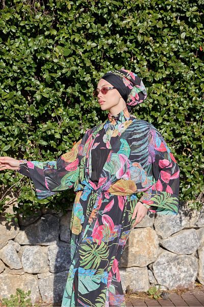 NS TASARIM MAYO Botanical model lace-up design hijab pareo