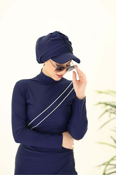 NS Tasarım Tesettür Mayo Mila Navy Blue Visor Bonnet