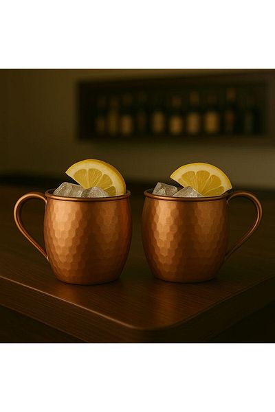 ANTEPSEPETİ 2-Piece Copper Hammered Chubby Cup