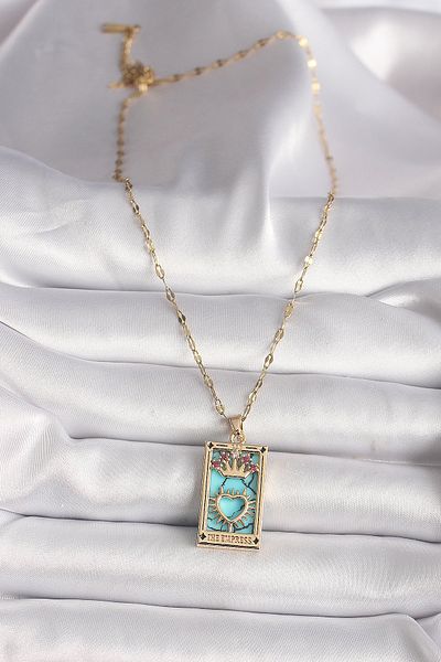Skygo 316L Gold Color Pink Zircon Stone Crown Heart Portrait Model Women's Necklace - Tj-Bko9670