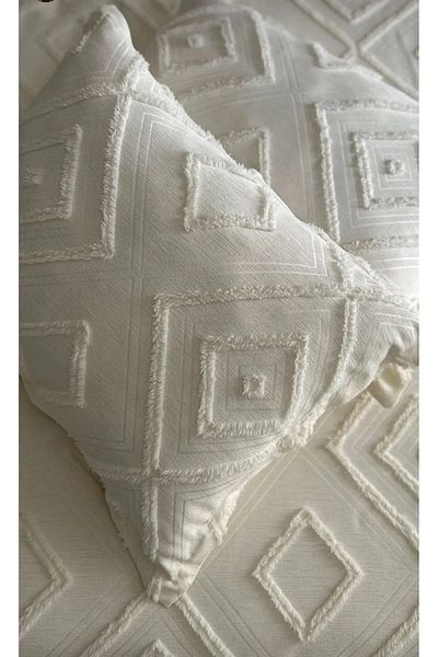 baladı home ev tekstil home collection Cuvertură de pat dublă cu pompon (SET 3 bucăți) Cuvertură de pat și 2 fețe de pernă în cutie