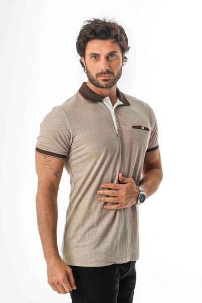 Tony Montana Polo Collar Buttoned Pocket Viscose Fabric Men's T-Shirt-Ar-1009