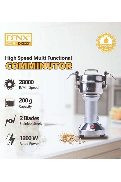 Denx 1200W Power High Speed Multifunctional Grinder, Spices Grinder Capacity 200g, Coffee Grinder Speed