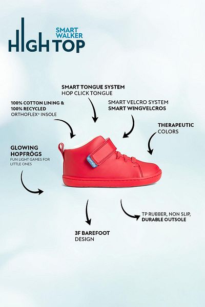 HOPFRÖG Red LIght Barefoot Smart Walker High Top ChIldren's Boots