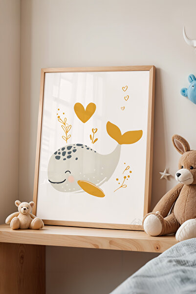 Basquiart Poster cu ramă din lemn pentru camera copiilor, camera bebelușilor,...