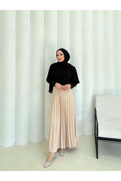 Melike Tatar Stone Pleated Skirt 32-3541