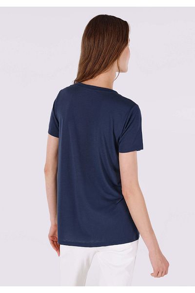Colin's Regular Fit Round Neck Printed Women's Navy Blue Short Sleeve T-Shirt