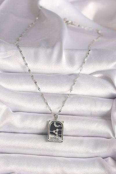 Skygo 316L Steel Silver Color Zircon Stone Moon Figured Taror Model Women's Necklace - Tj-Bko9685