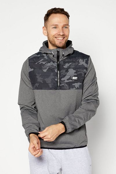 DKNY Sport Men Sportswear Fit Long Sleeve Brand Logo Training Sweatshirt, Grey Combo