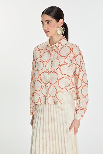 Zühre Πορτοκαλί πουκάμισο με μοτίβο τσέπης G-0081