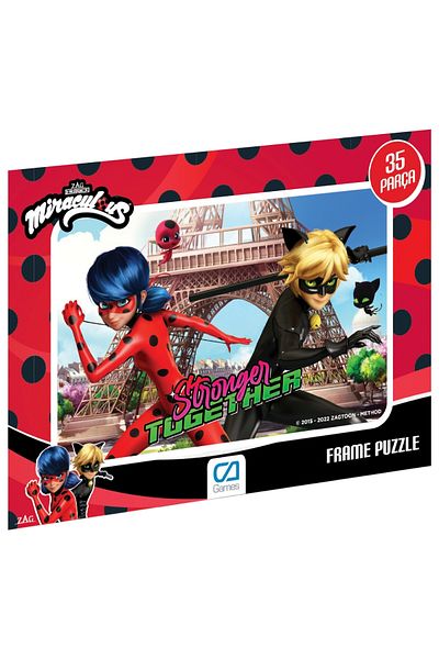 CA Games Miracle: Black Cat with Ladybug Licensed 35 Piece Framed 34X24Cm Children's Puzzle Jigsaw Puzzle New