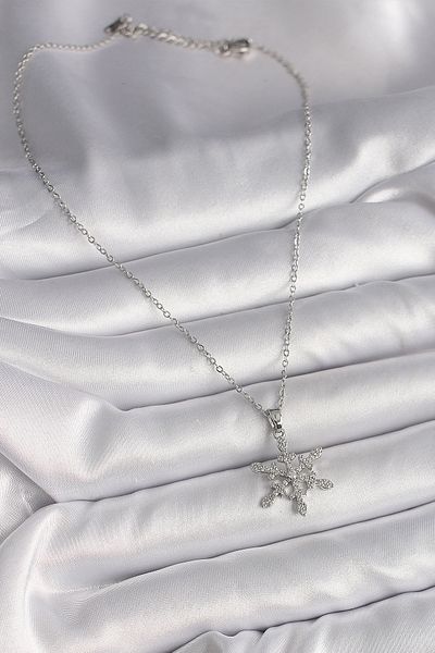 Skygo 316L Steel Silver Color Chain Zircon Stone Snowflake Model Women's Necklace - Tj-Bko9716
