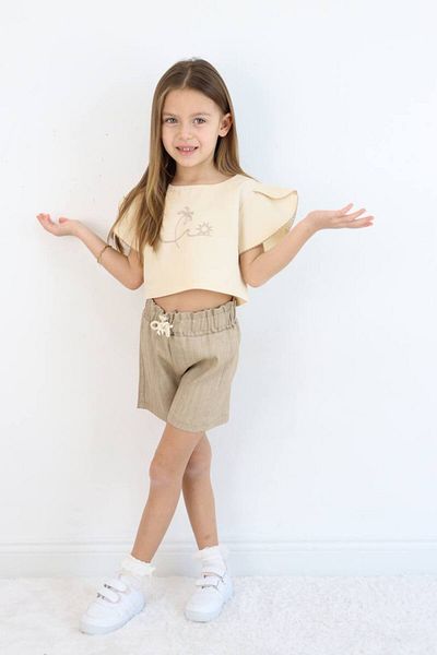 Tiny Girl's Crop Blouse and Shorts Set
