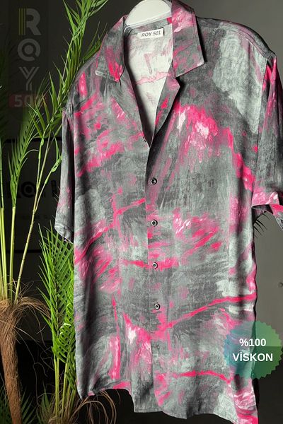 ROY501 Men's Short Sleeve Shirt Table Pattern Short Sleeve Shirt Summer Shirt Men's Oversize Shirt