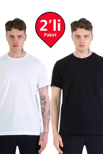 EGHO 100% Cotton Regular Fit Men's Basic T-Shirt, Men's Plain T-Shirt, Pack of 2
