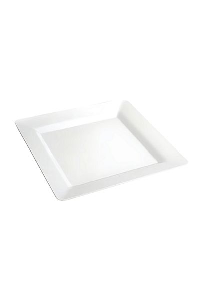 kidspartim Plastic Porcelain Look Square White Plate 18 cm 10 Pieces