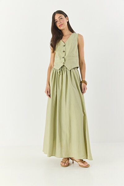 Bianco Lucci Γυναικείο γιλέκο με επένδυση τσέπης με λεπτομέρεια φούστα 9294 60281004