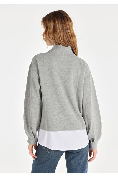 Colin's Regular Fit Half Turtleneck Plain Women's Gray Long Sleeve T-Shirt