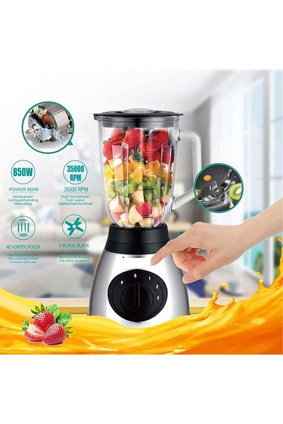 Denx خلاط كهربائي سعة ١.٥ لتر مع مطحنة حبوب وخمس سرعات. سهل الاستخدام والتنظيف.
