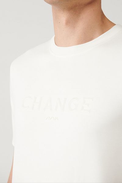Avva Ανδρικό μπλουζάκι με στάμπα σε λευκό Soft Touch Crew Neck A41y1333