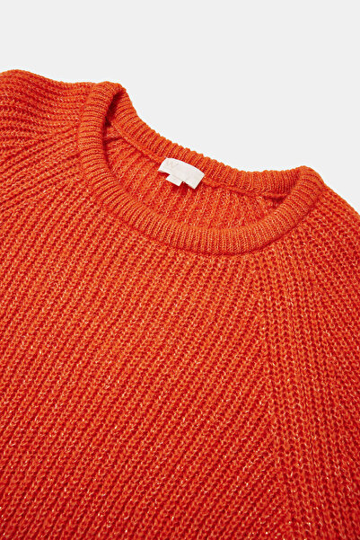 W Collection Orange O-Neck Long Sleeve Sweater