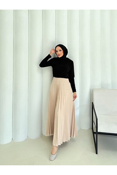 Melike Tatar Stone Pleated Skirt 32-3541
