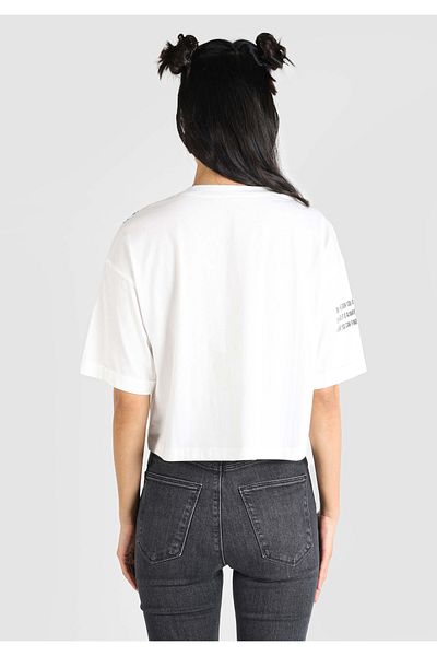 Colin's Tricou alb cu mânecă scurtă pentru femei, cu decolteu rotund, cu potrivire confortabilă