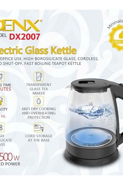 Denx DX2006 - غلاية كهربائية زجاجية
