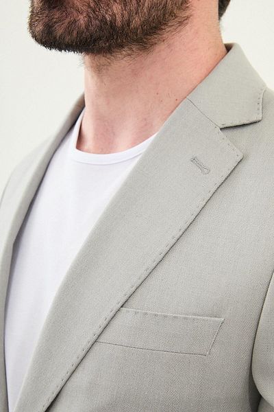 Mcr Patterned Slim Fit Bag Pocket Mono Collar Men's Suit Gray - 45397.25Y