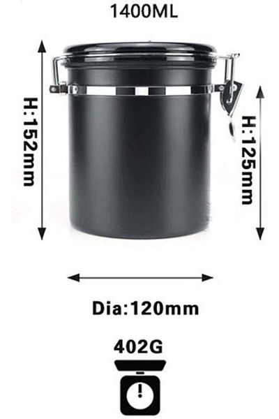 MIBRU Coffee stainless steel container jar 1400ml black
