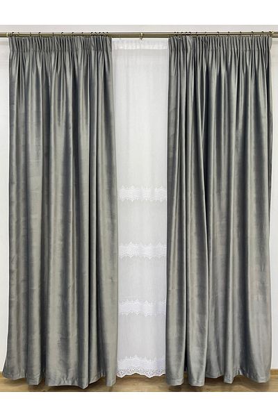 Liz Line Set of two velvet curtains, with straps and wide drapery, "Velvet lux" by Liz Line, 2x350x245-DR50535