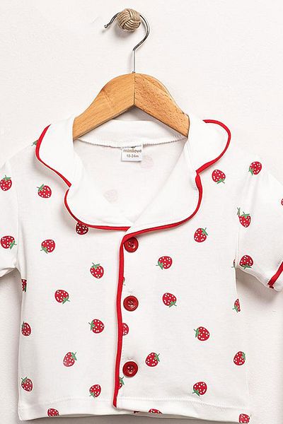 Sparrow Laurel Strawberry Printed Summer Baby Girl Pajama Set